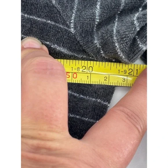 Y2K McBling Silver Metallic Stripe Velour Cowl Hoodie Juicy Vibes size medium - Picture 7 of 10